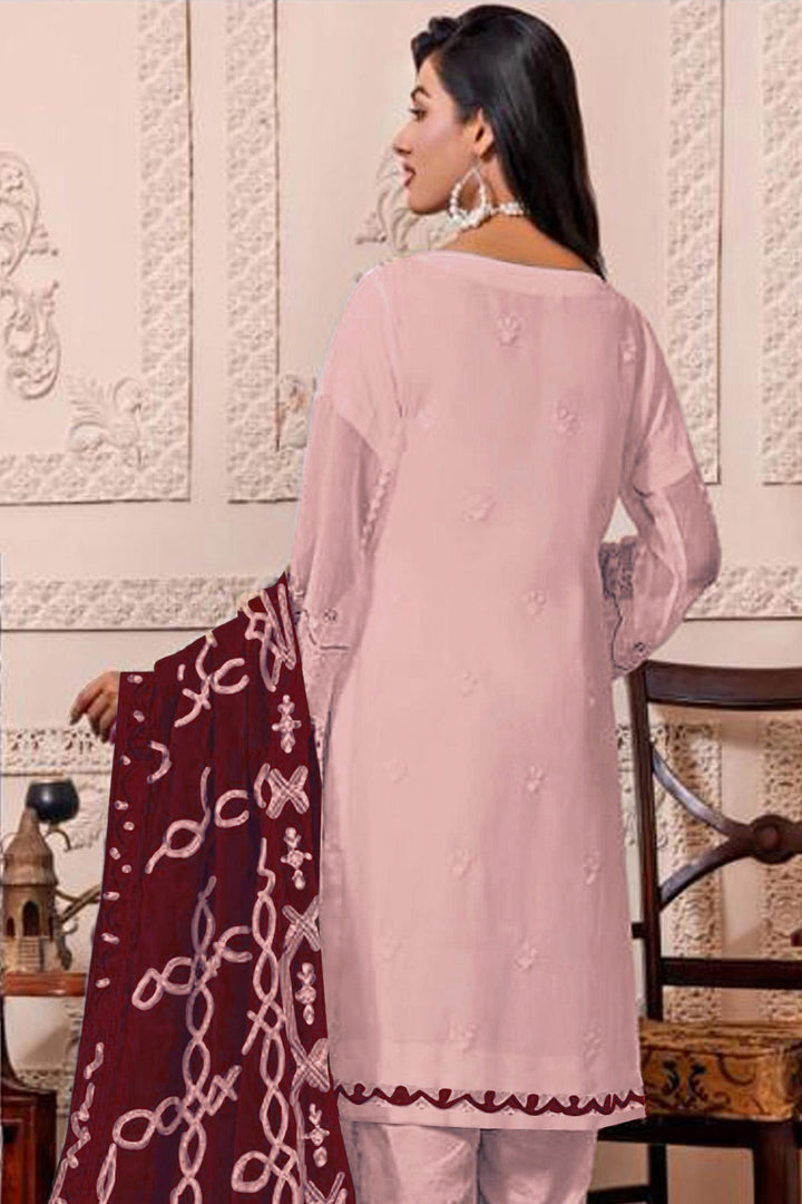 Stylish Pink Kameez with Dupatta | Designer Georgette Ethnic Suit for Women