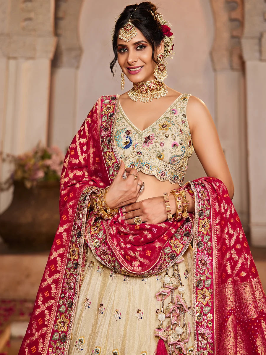 Pink lehenga with stone detailing