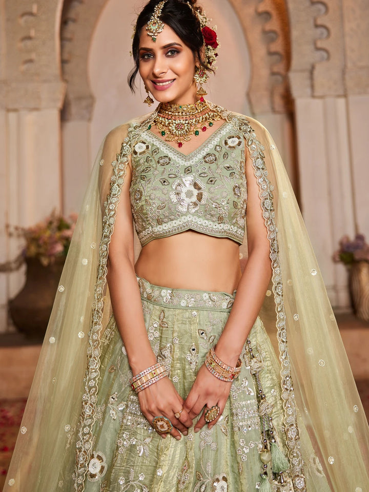 Pista green designer lehenga for weddings