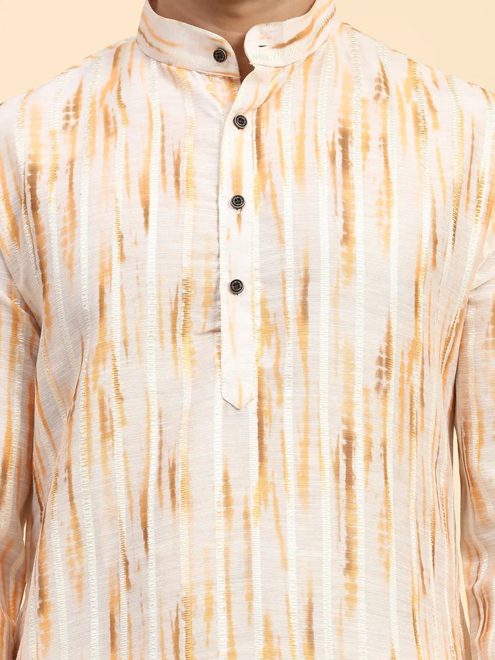 Yellow Kurta Set for Men | Stylish Digital Print for Festive Celebrations