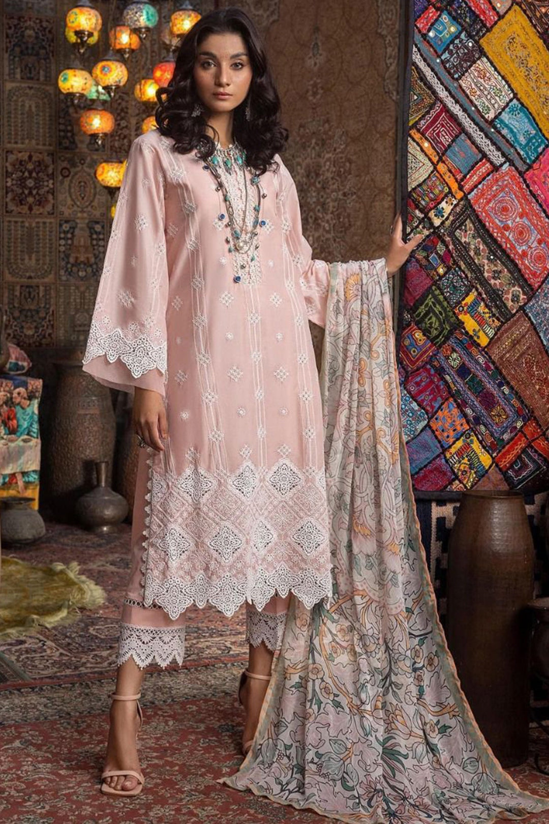 Heavy Cotton Peach Salwar Kameez | Cotton Digital Printed Dupatta