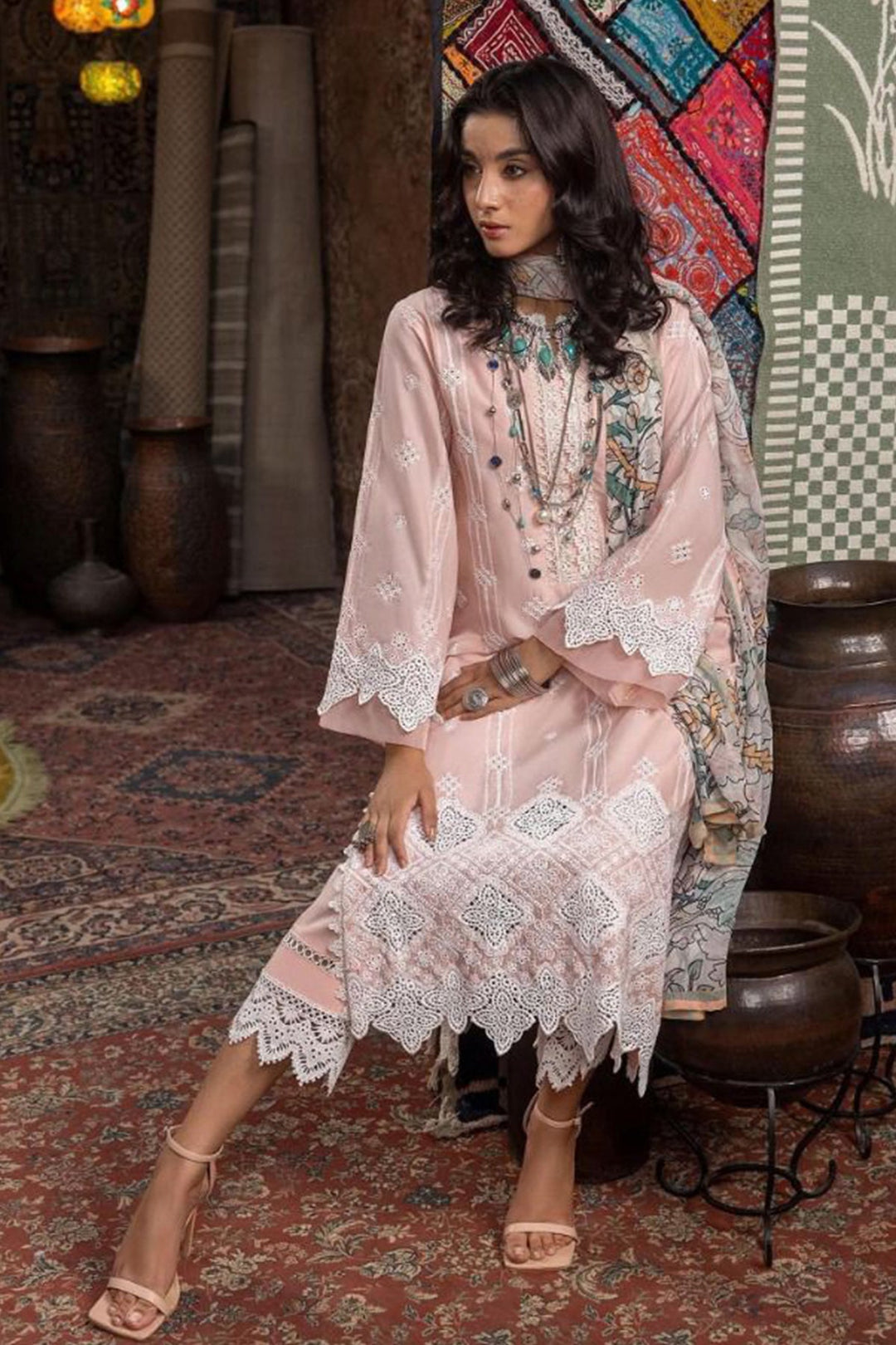 Heavy Cotton Peach Salwar Kameez | Cotton Digital Printed Dupatta