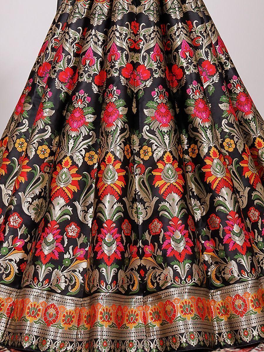 Pretty black Indo-western lehenga with zari work