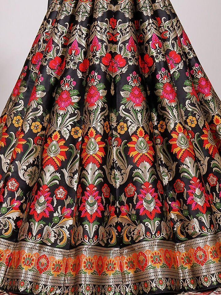 Pretty black Indo-western lehenga with zari work