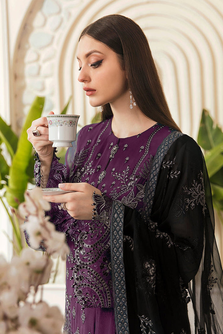 Elegant Purple Salwar Suit | Faux Georgette with Diamond & Moti Work