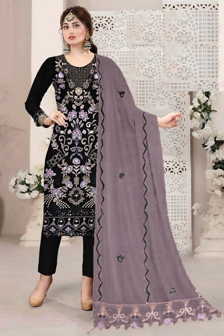 Luxury Black Salwar Kameez | Georgette with Heavy Embroidery