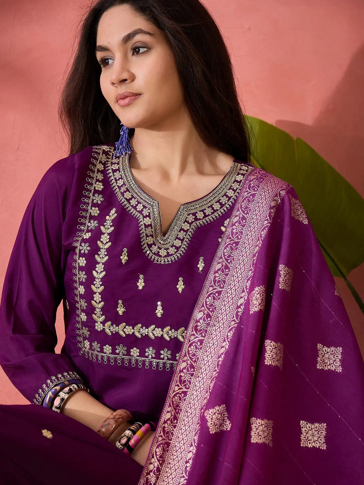 Purple Readymade Suit for Women