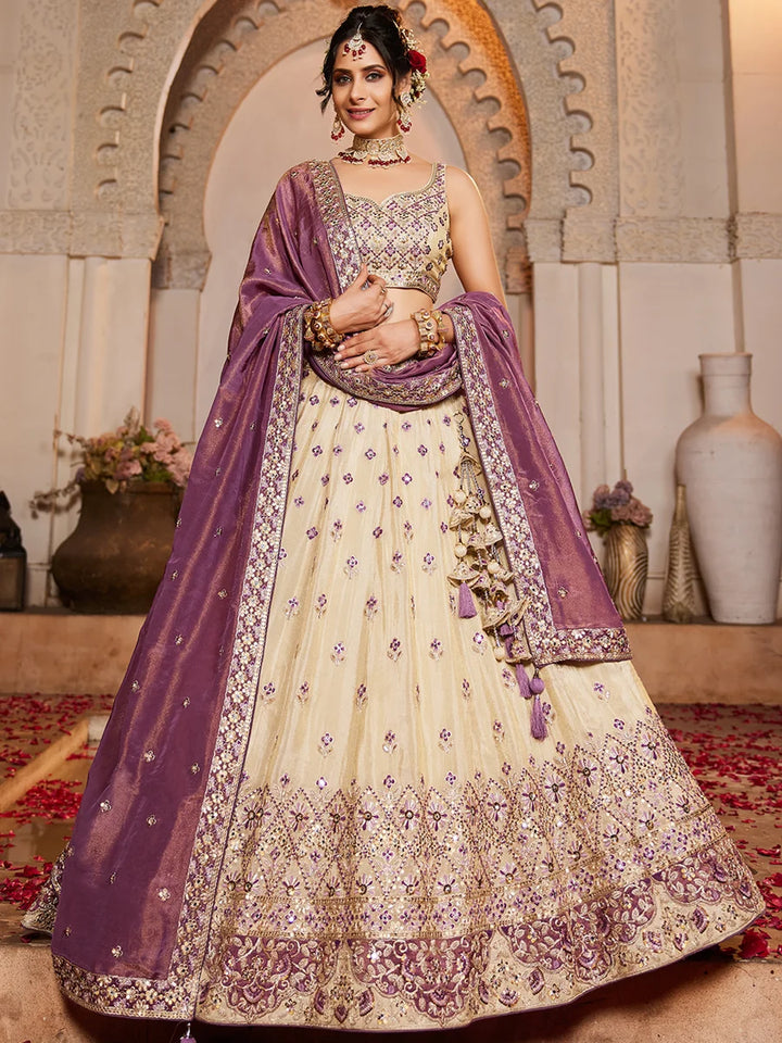 Purple bridal lehenga with handwork