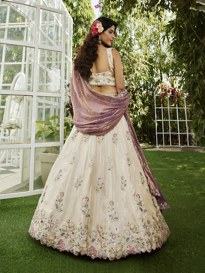 Purple embroidered lehenga with sequins