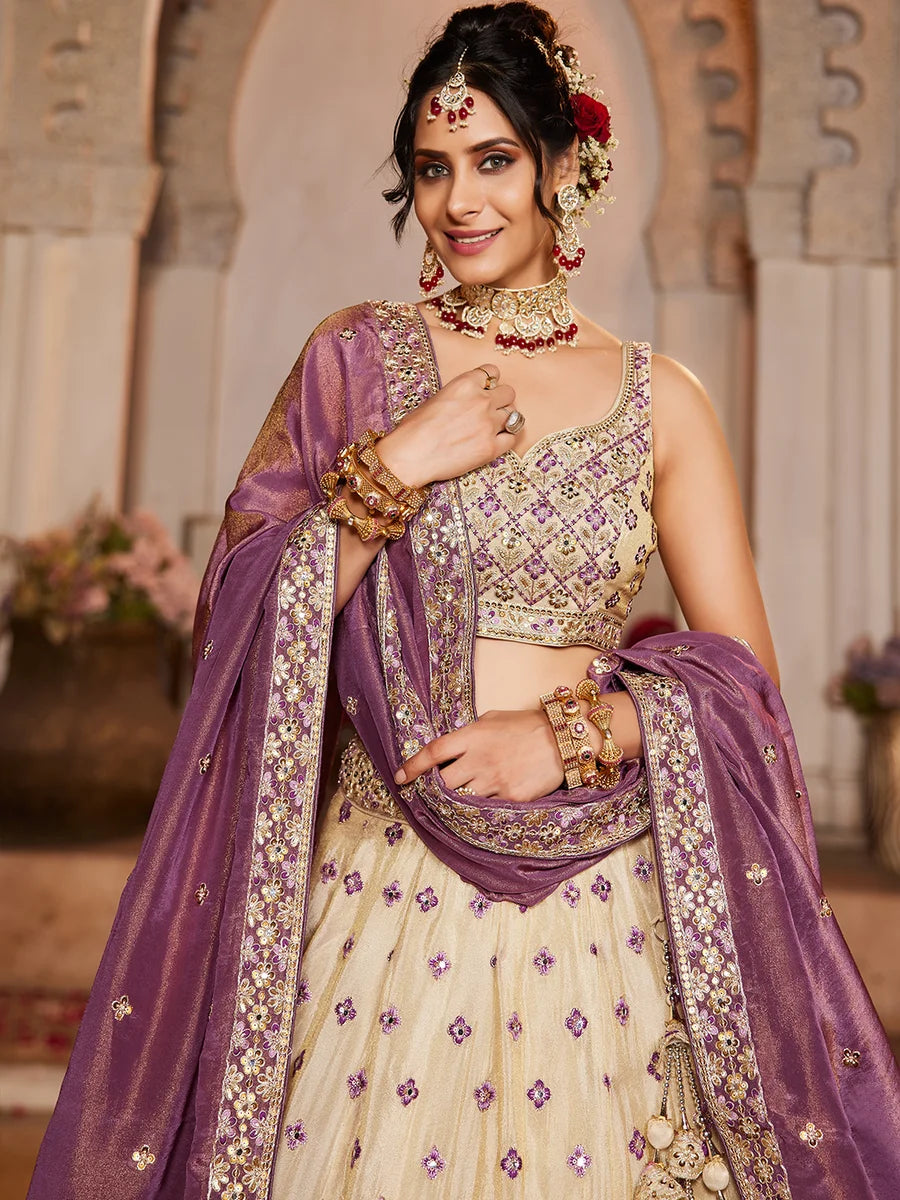 Purple lehenga with stone detailing