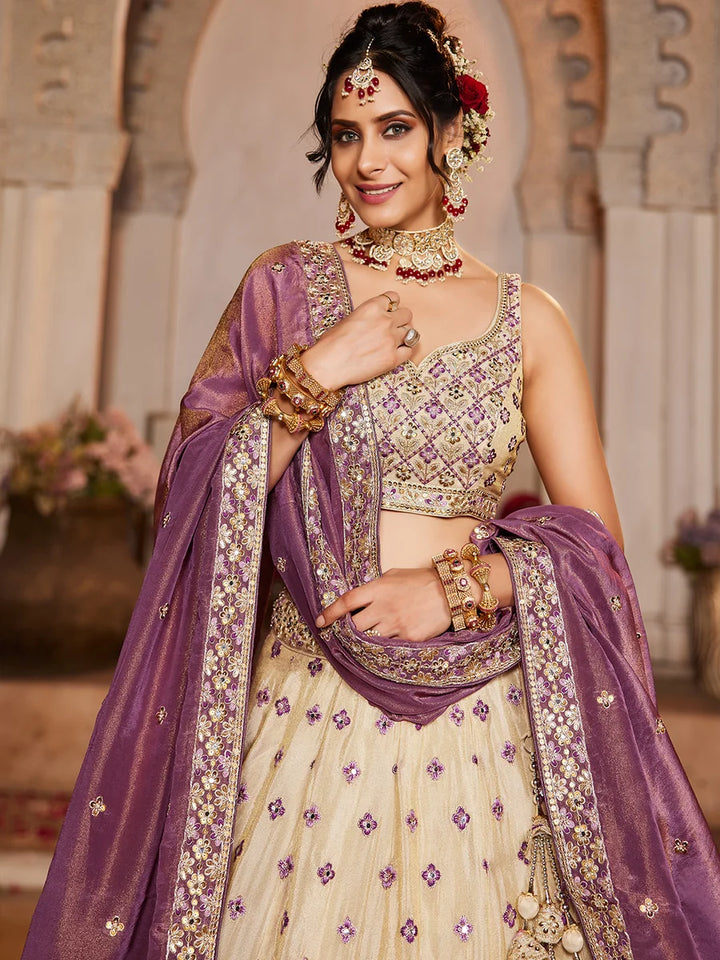 Purple lehenga with stone detailing