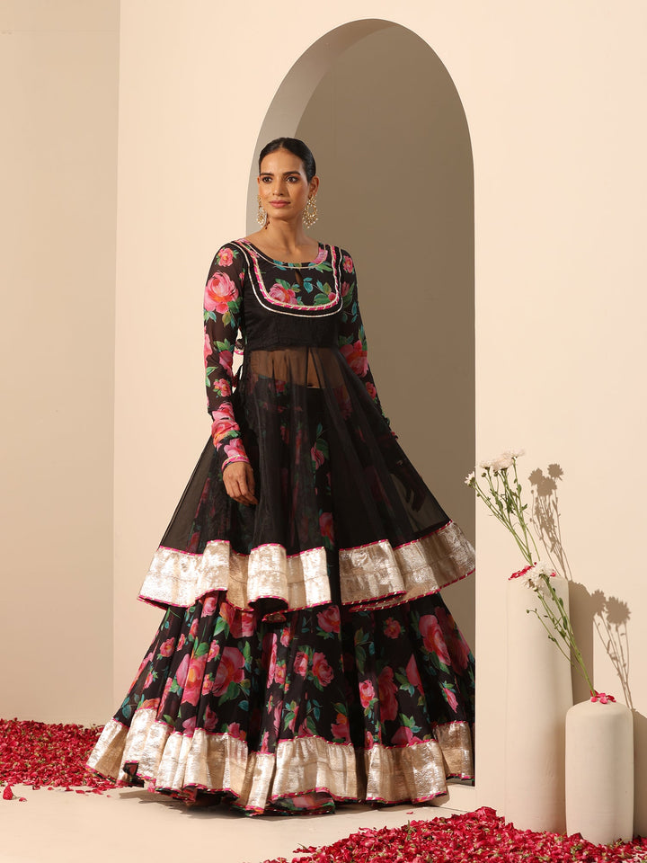 Gul Gulab Black Lehenga Set | Stylish Organza & Georgette Outfit