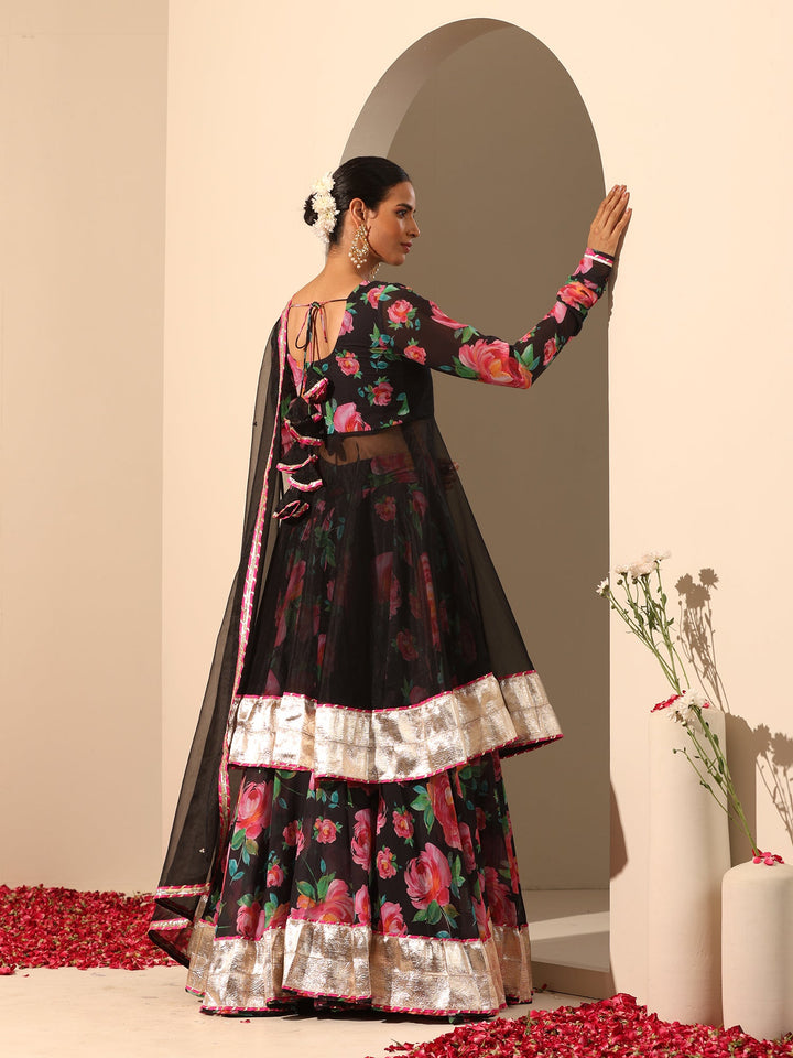 Gul Gulab Black Lehenga Set | Stylish Organza & Georgette Outfit