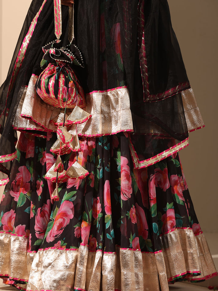 Gul Gulab Black Lehenga Set | Stylish Organza & Georgette Outfit