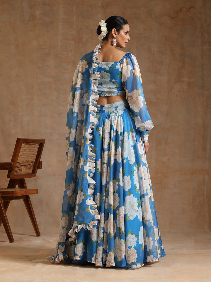 Gul Fiza Blue Lehenga Set | Organza Blouse & Dupatta Signature Design