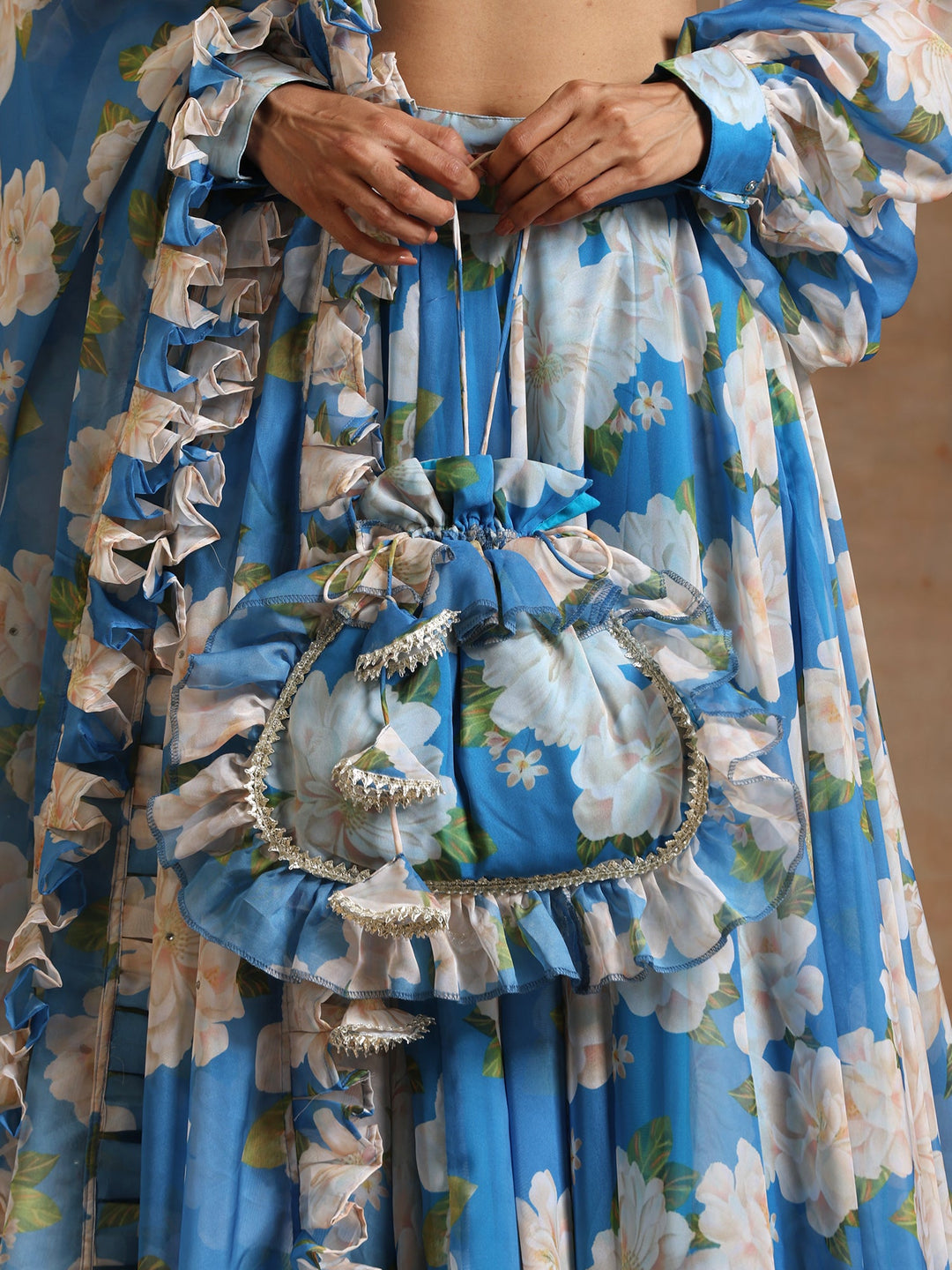 Gul Fiza Blue Lehenga Set | Organza Blouse & Dupatta Signature Design