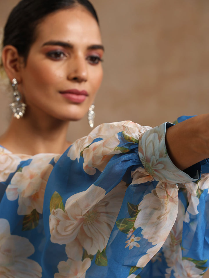 Gul Fiza Blue Lehenga Set | Organza Blouse & Dupatta Signature Design