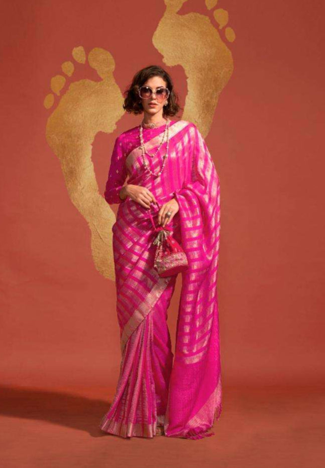 Timeless Water Gold Zari Woven Saree | Traditional Indian Sari with Ethnic Border
