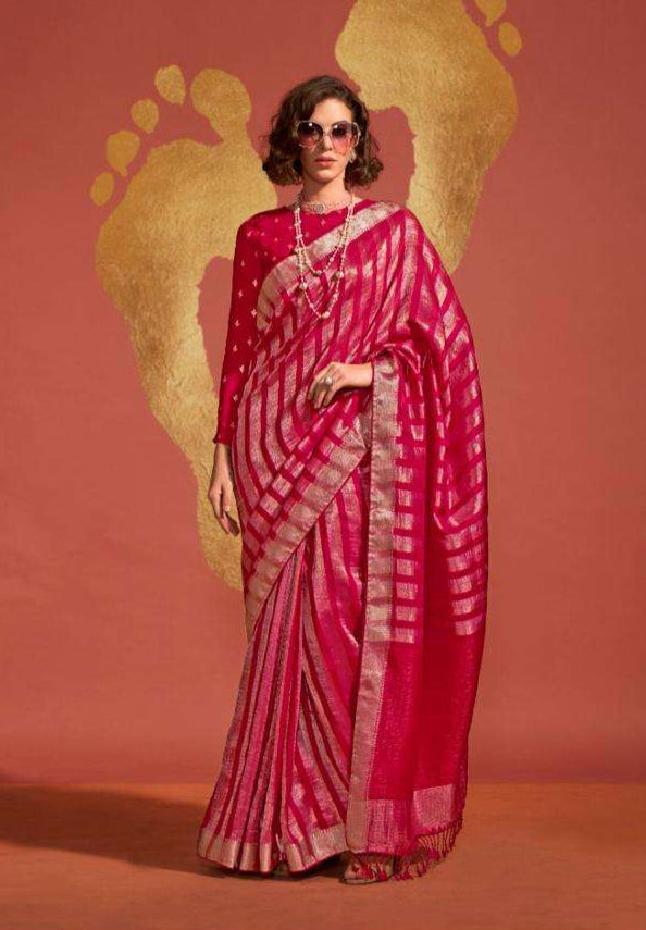 Timeless Water Gold Zari Woven Saree | Traditional Indian Sari with Ethnic Border