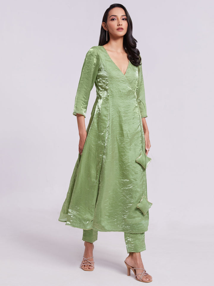 Astonishing Sea Green Organza Festival Wear Kurta With Pant
