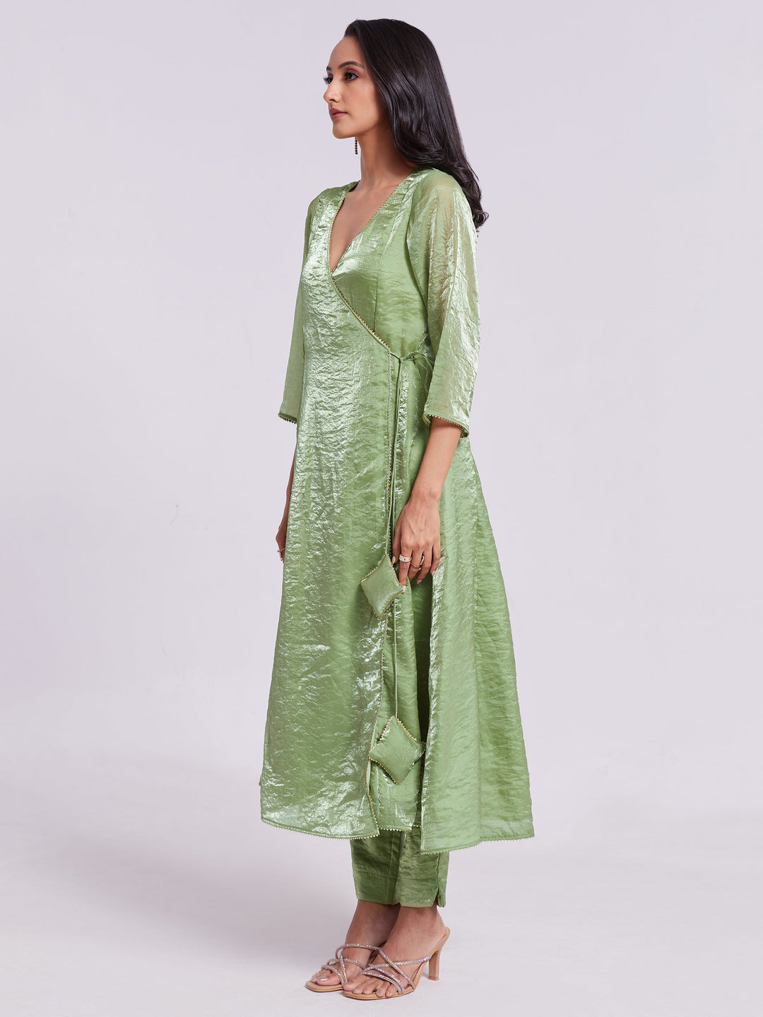 Astonishing Sea Green Organza Festival Wear Kurta With Pant