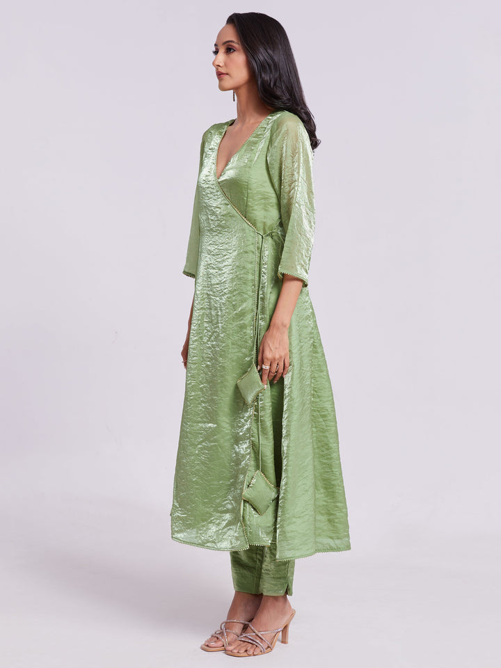 Astonishing Sea Green Organza Festival Wear Kurta With Pant