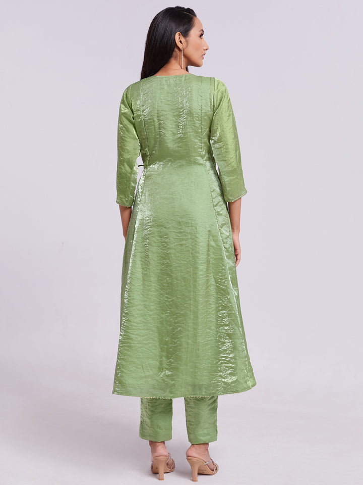 Astonishing Sea Green Organza Festival Wear Kurta With Pant