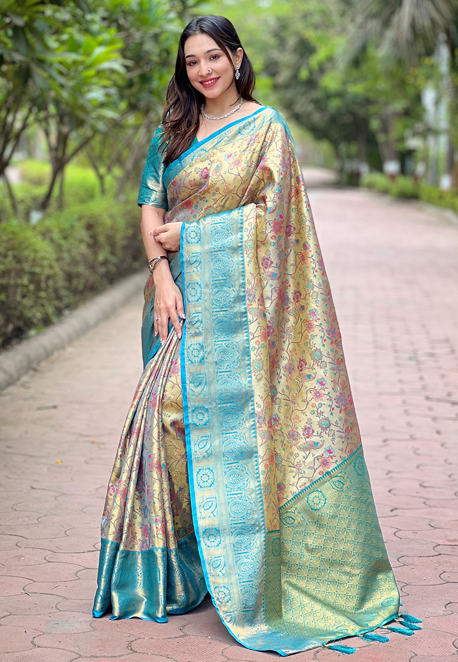 Rama Beautiful Woven Silk Saree – Ideal Wedding & Party Wear
