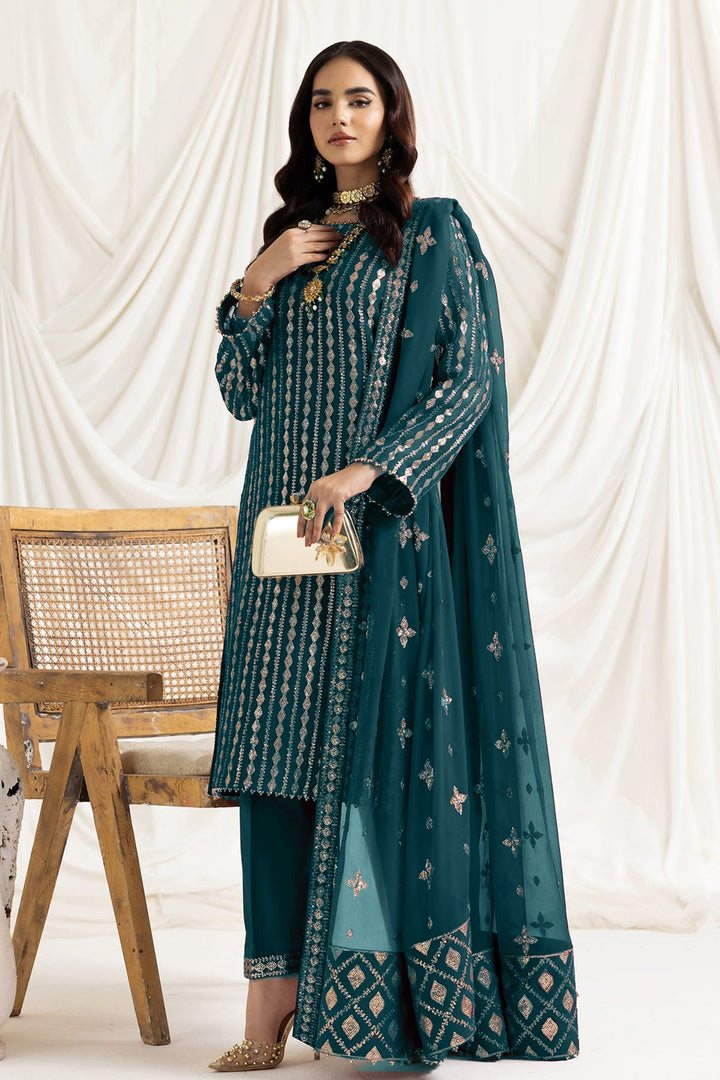 Stylish Teal Salwar Kameez | Moti Work & Embroidery Detailing
