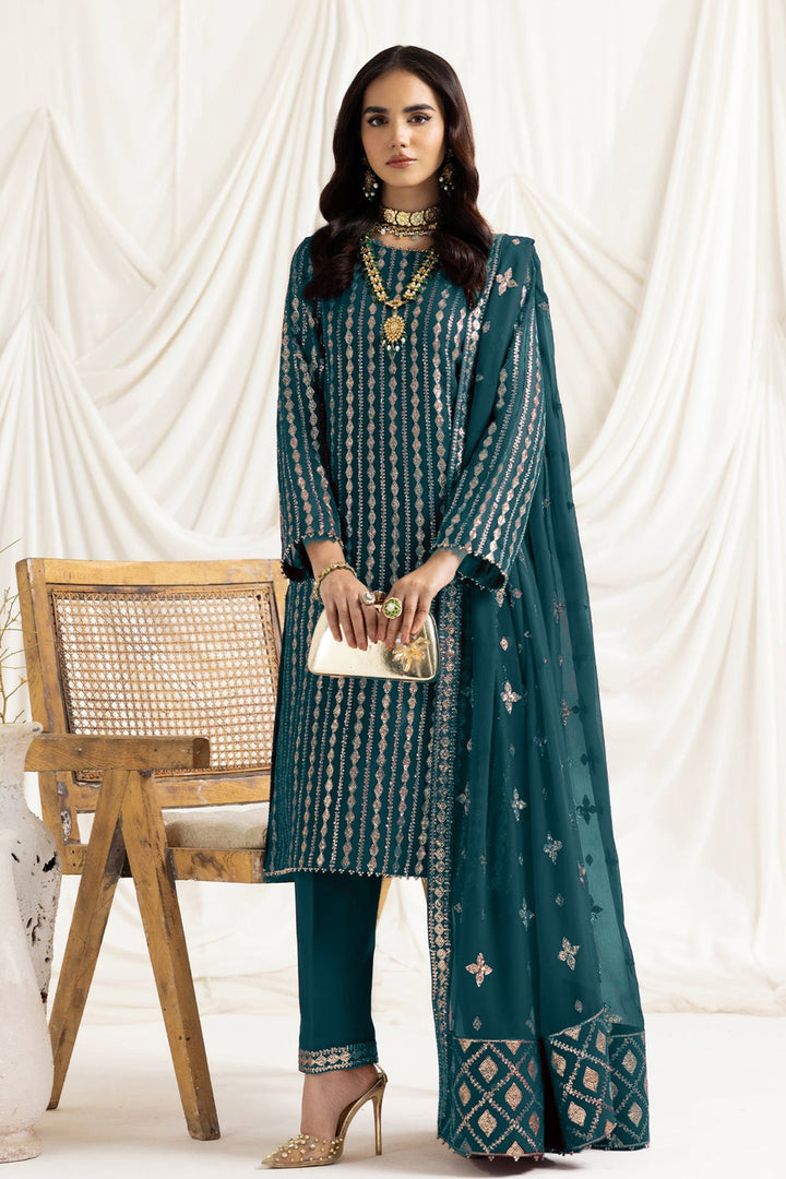 Stylish Teal Salwar Kameez | Moti Work & Embroidery Detailing
