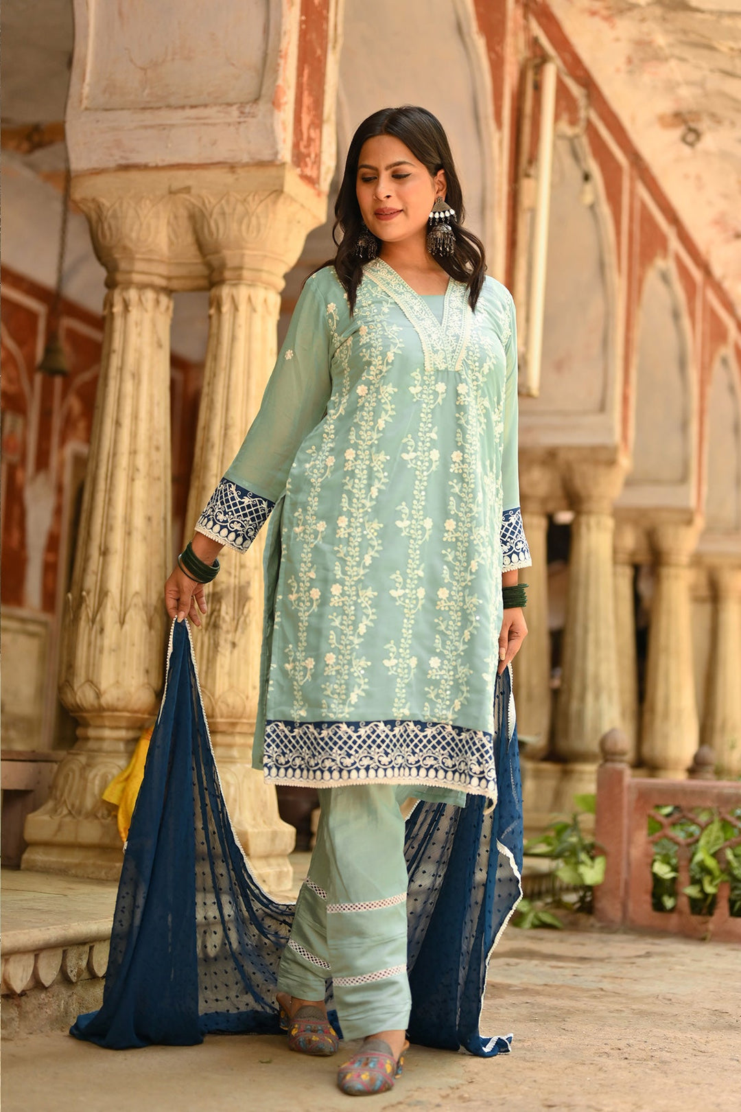Graceful Sea Green Georgette Salwar Suit | Elegant Ethnic Wear