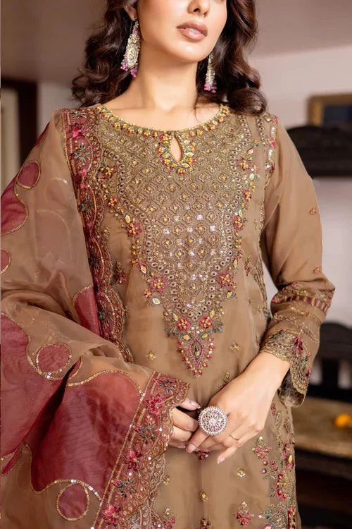 Chic Coffee Brown Organza Suit | Sophisticated Ethnic Wear for Women