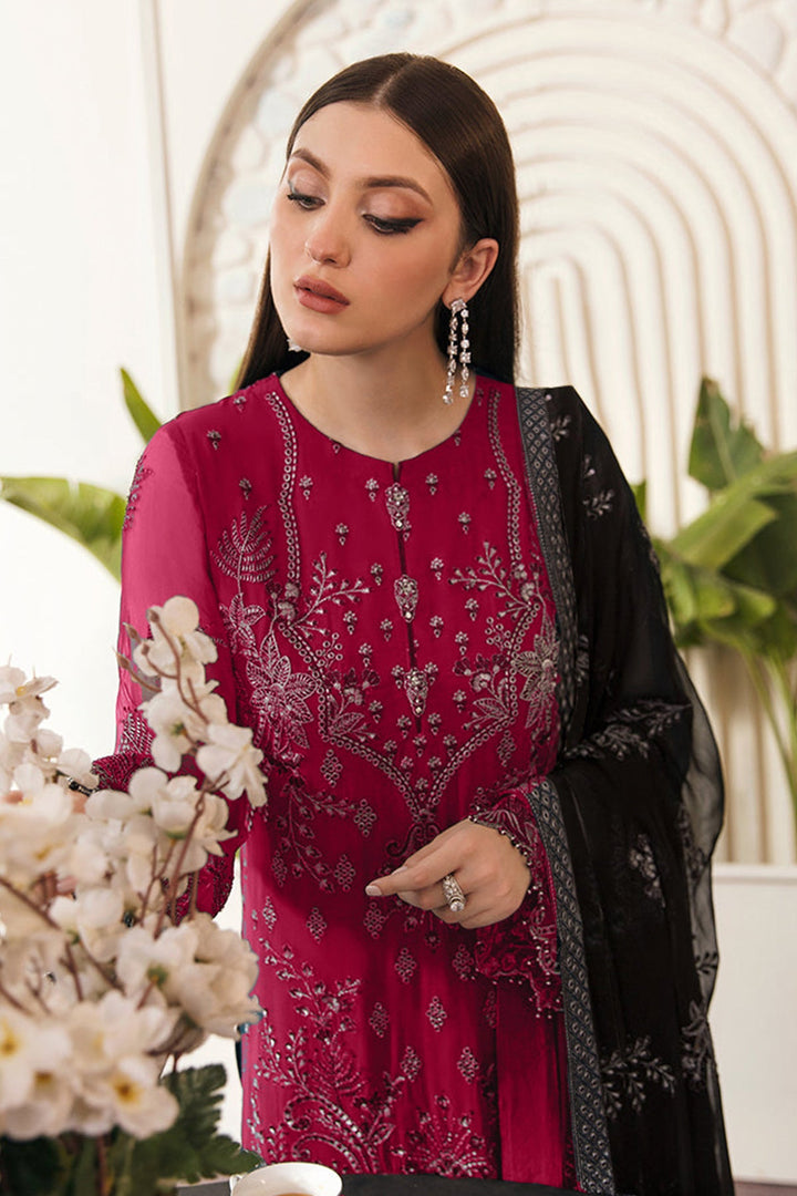 Rani Red Salwar Suit | Faux Georgette with Ethnic Mirror Work Design