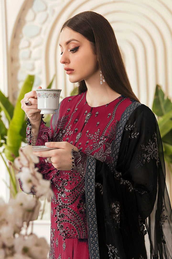 Rani Red Salwar Suit | Faux Georgette with Ethnic Mirror Work Design