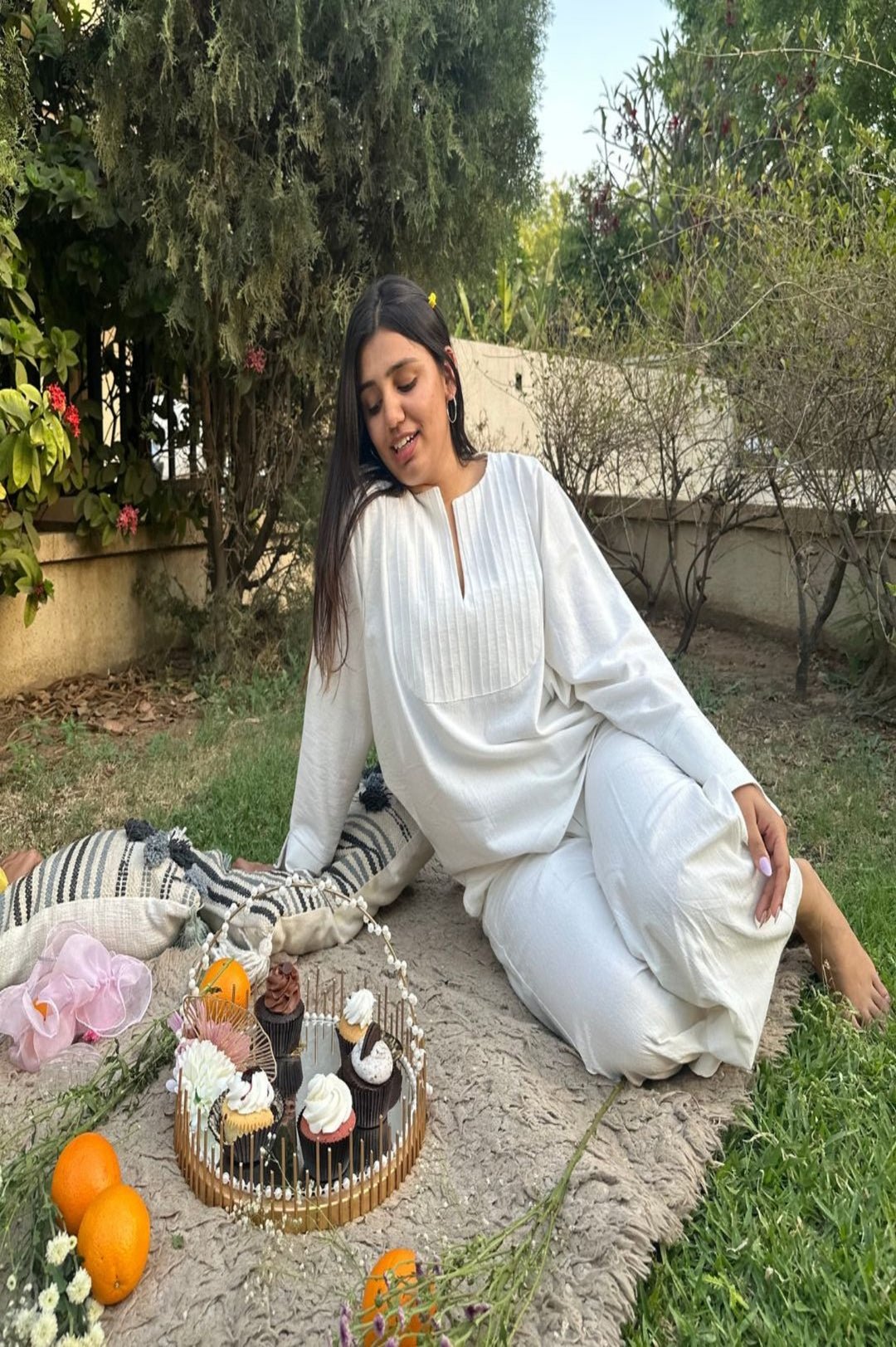 White Nebula Co-Ord Set | Elegant Handloom Cotton Set for Modern Style