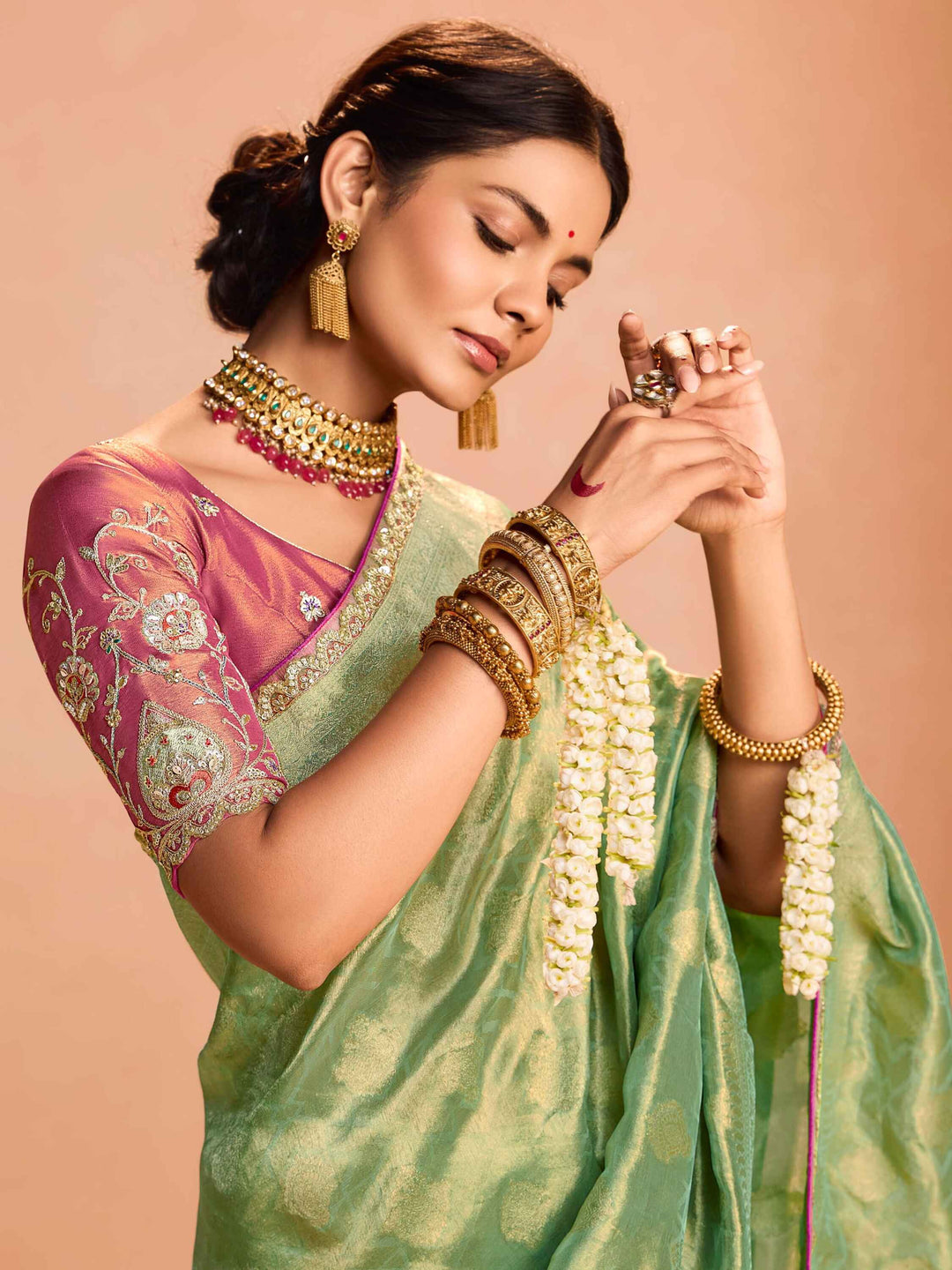 Winning Green Zari Weaving Silk Function Wear Saree With Blouse