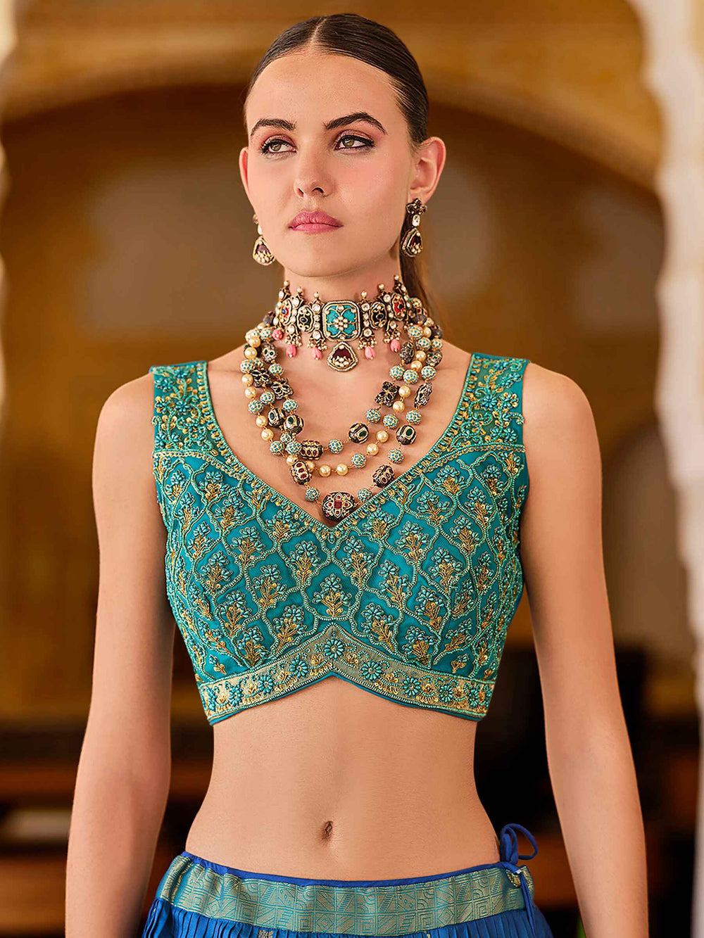 Incredible Blue Zari Weaving Silk Designer Lehenga Choli With Dupatta