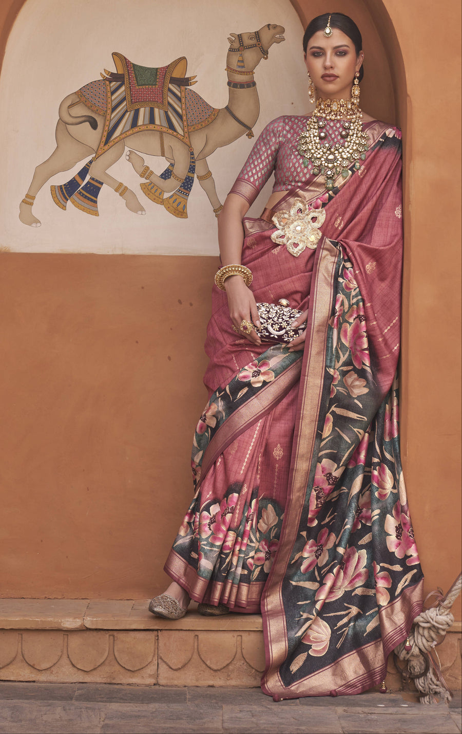 Pink silk saree crafted for elegance and style.