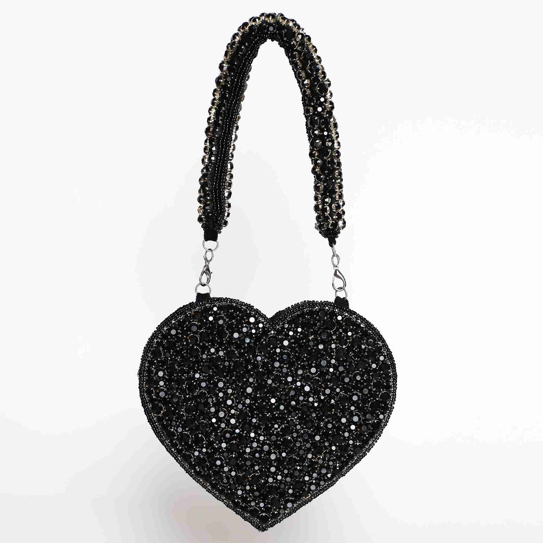 Scarlett MiniHeart Bag | Handcrafted Black Heart Flap Handbag
