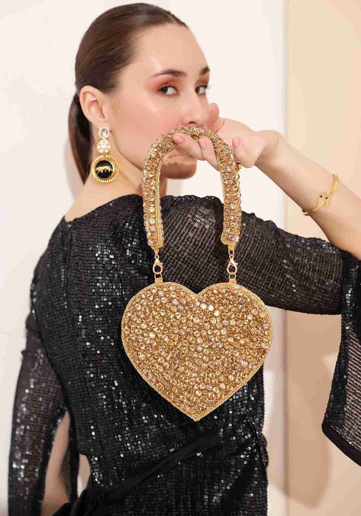 Gold Scarlett Mini Bag| Handcrafted Heart-Shaped Luxury Handbag