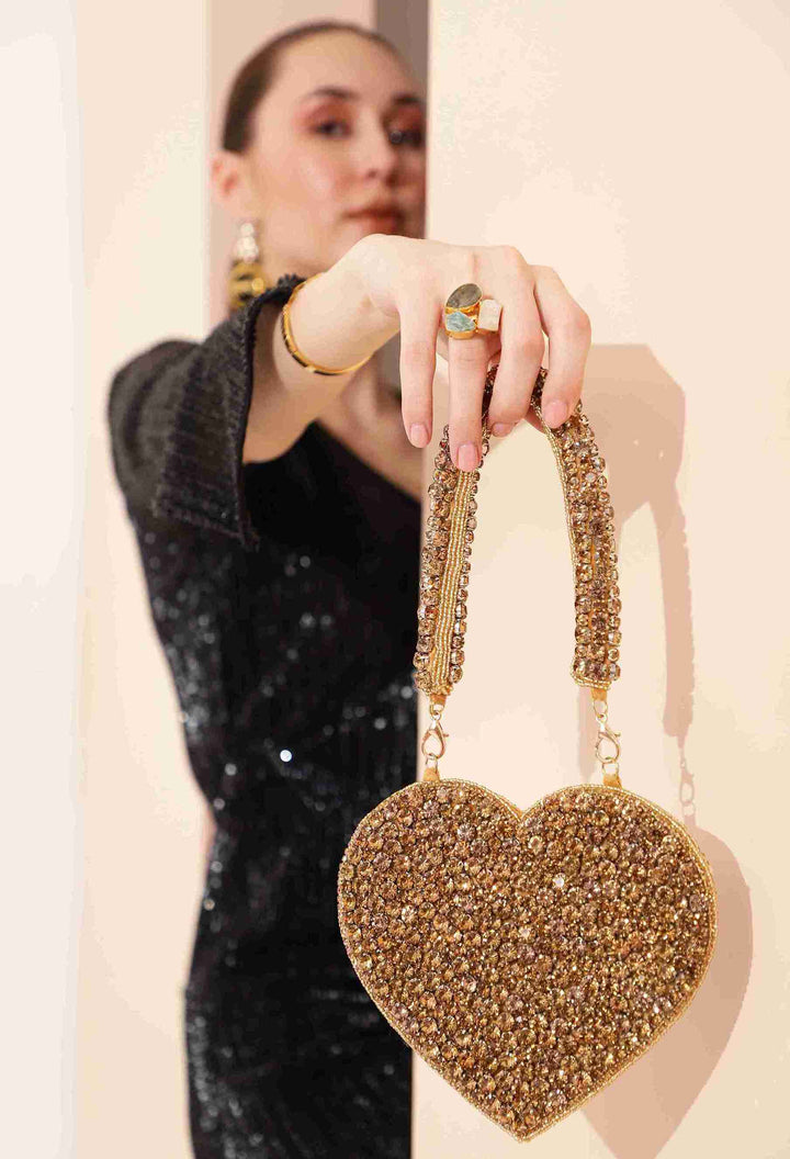 Gold Scarlett Mini Bag| Handcrafted Heart-Shaped Luxury Handbag