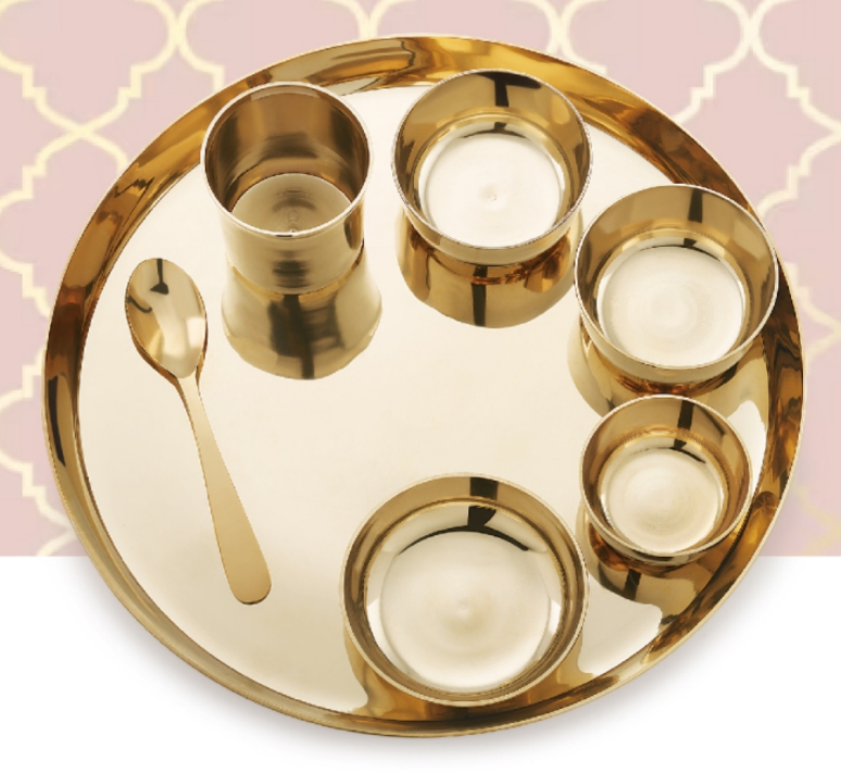 Attro Satvik Kansa Maharaja Ayurvedic 7 PC Dinner Set | Traditional Indian Dining