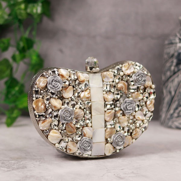 Seher Embellished Brass Clutch | Handcrafted Gold Glamour Accessory