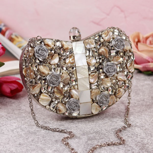 Seher Embellished Brass Clutch | Handcrafted Gold Glamour Accessory