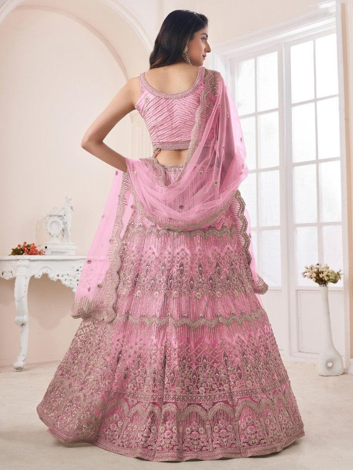 Sequinned pink lehenga choli set