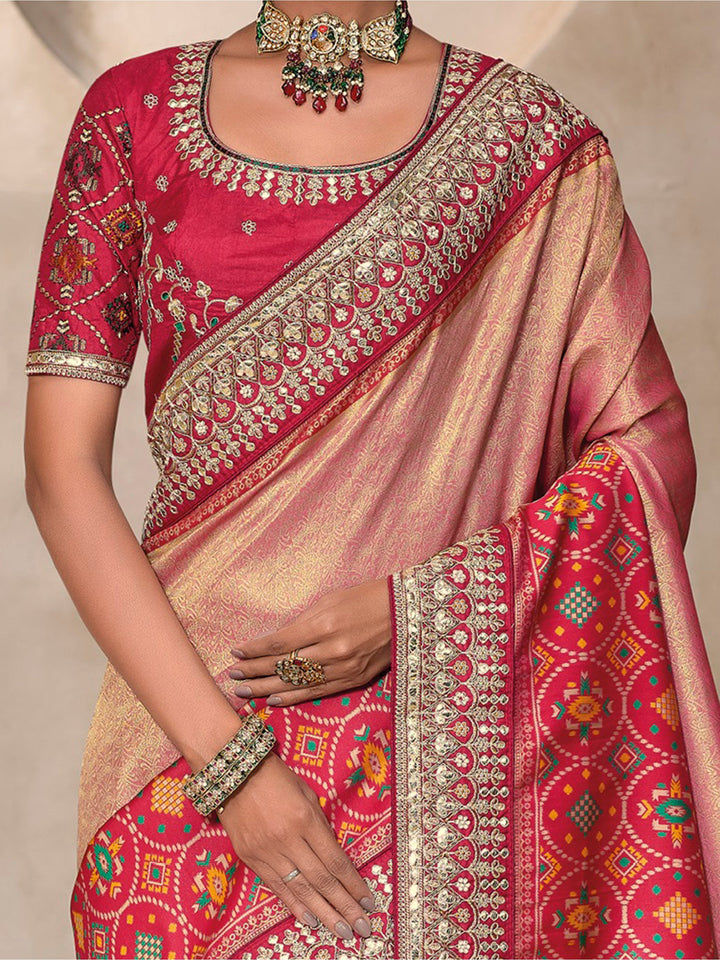 Shop Stunning Peach Kanjivaram Silk Saree 