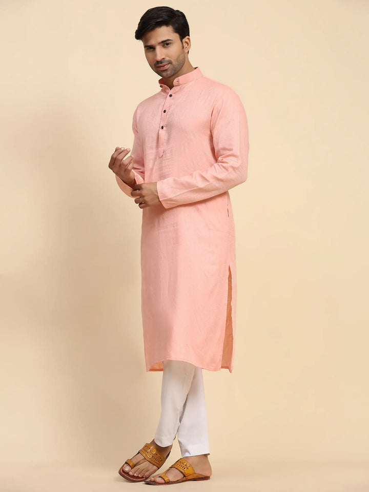 Baby Pink Kurta Set for Men | Premium Cotton Kurta Pajama Set