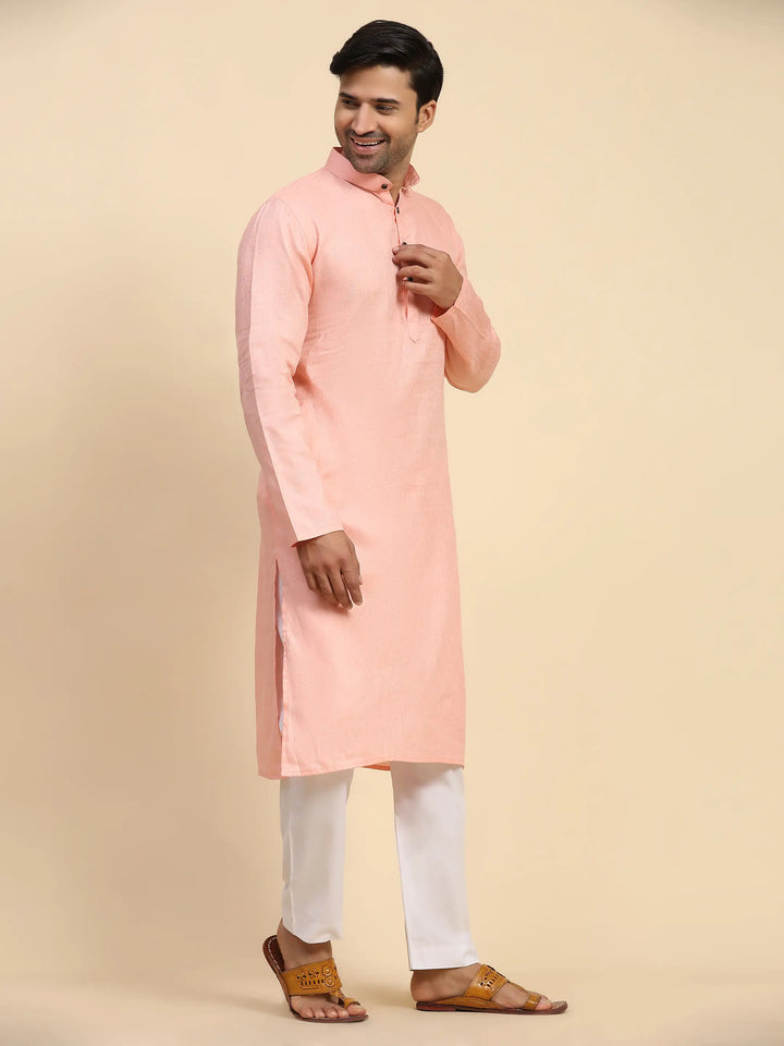 Baby Pink Kurta Set for Men | Premium Cotton Kurta Pajama Set