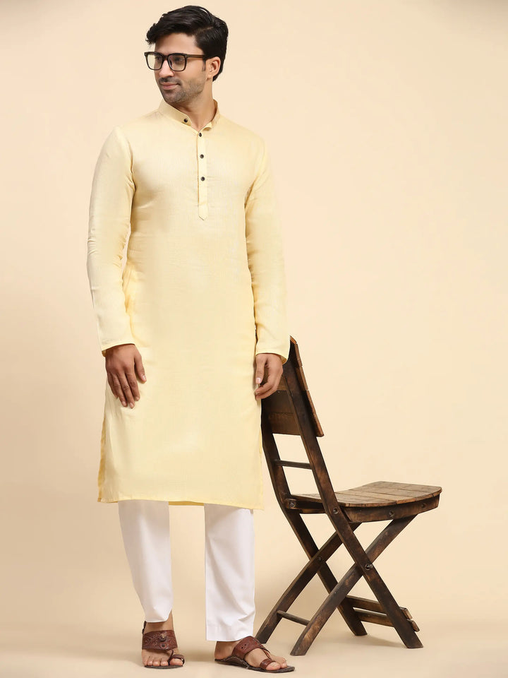 Light Yellow Kurta Pajama Set | Elegant Attire for Festivals & Haldi