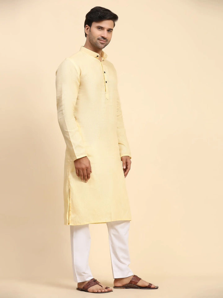 Light Yellow Kurta Pajama Set | Elegant Attire for Festivals & Haldi
